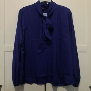 ann taylor blue tie blouse